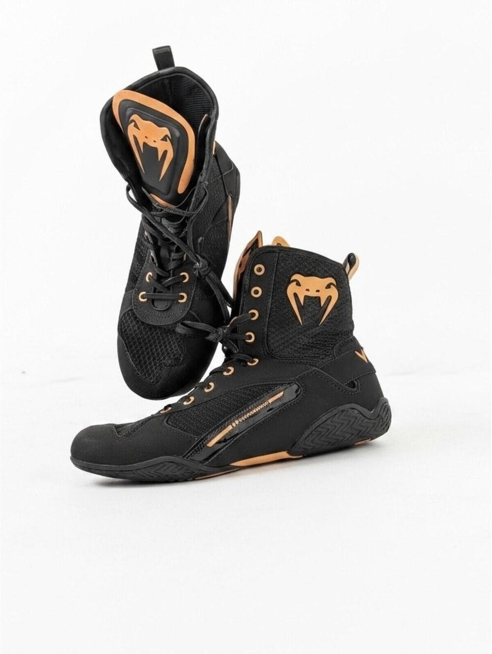 Venum Elite Boxing Shoes Mens Size 11 Black Gold High Top VENUM-03681 MMA
